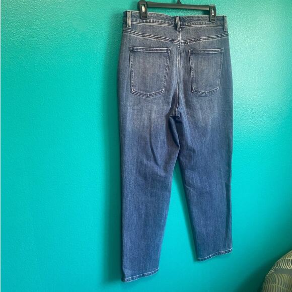 Talbots Black Sequin Stripe High Waist Straight Ankle Jean Women's 10 - Picture 7 of 11